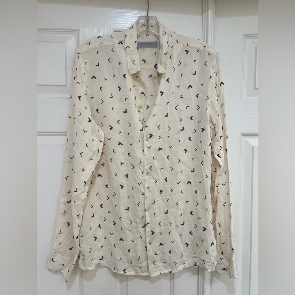 All Saints viscose‎ abstract line drawing button up shirt. Size small